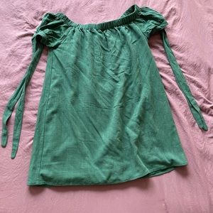 Green off the shoulder dress